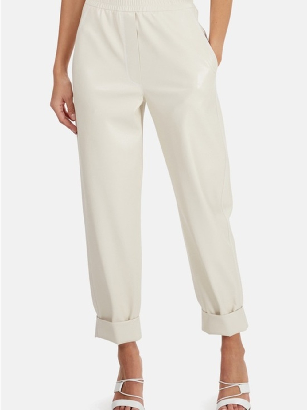 Nanushka Cream Elastic-Waist Cropped Trousers - XS / 2